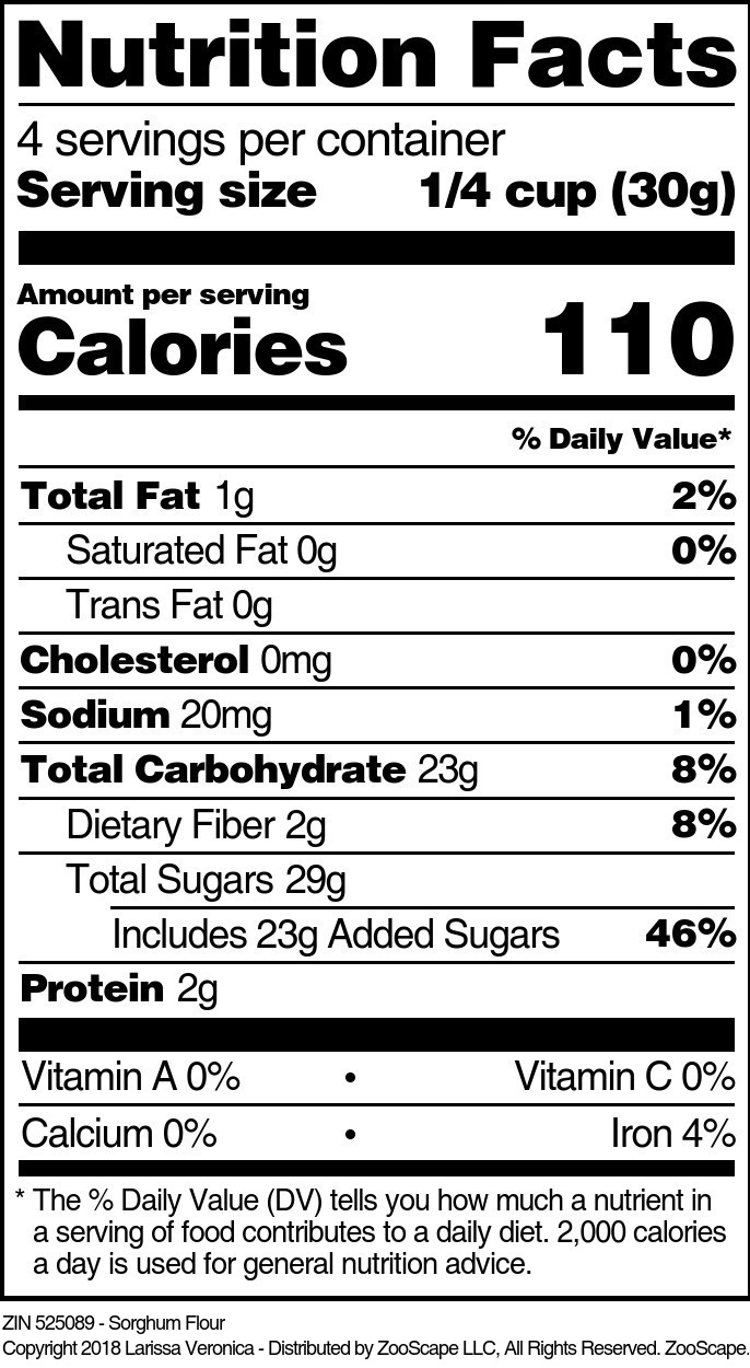 Sorghum Flour - Supplement / Nutrition Facts