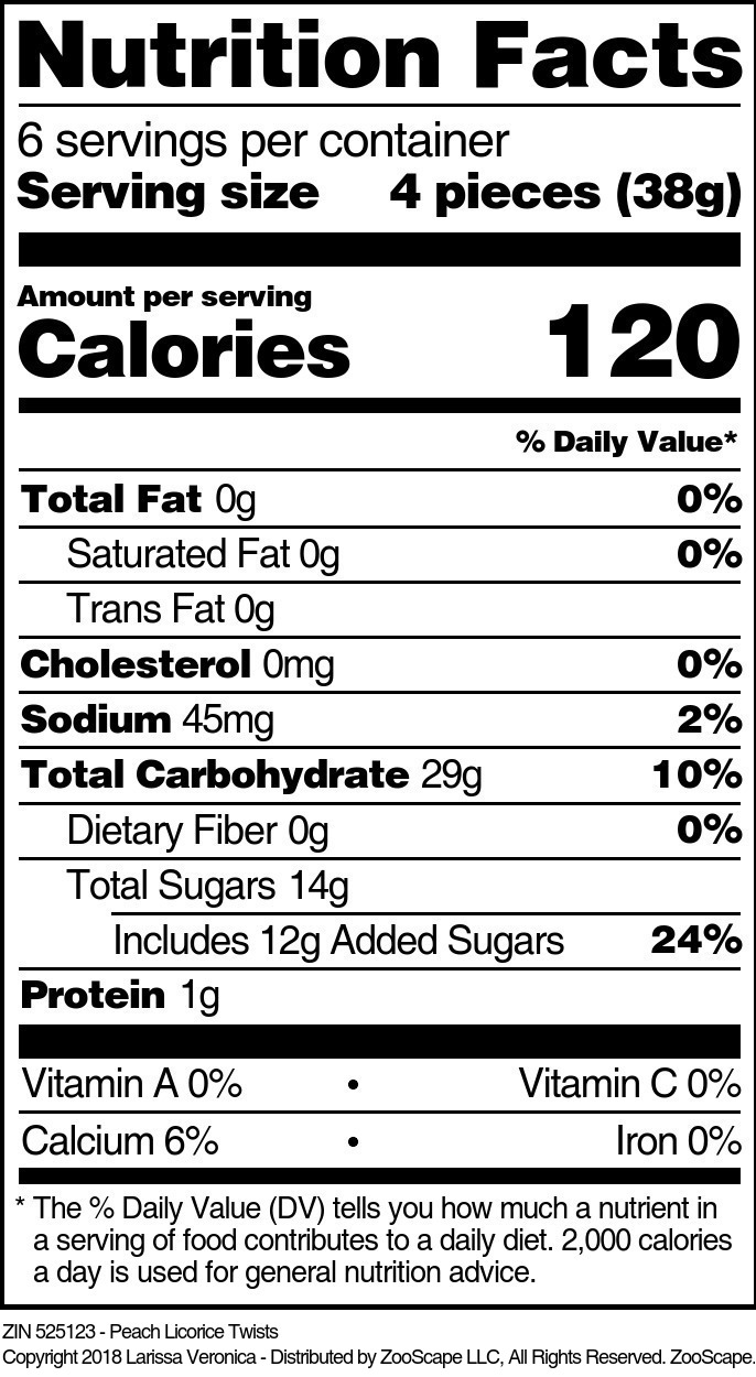 Peach Licorice Twists - Supplement / Nutrition Facts