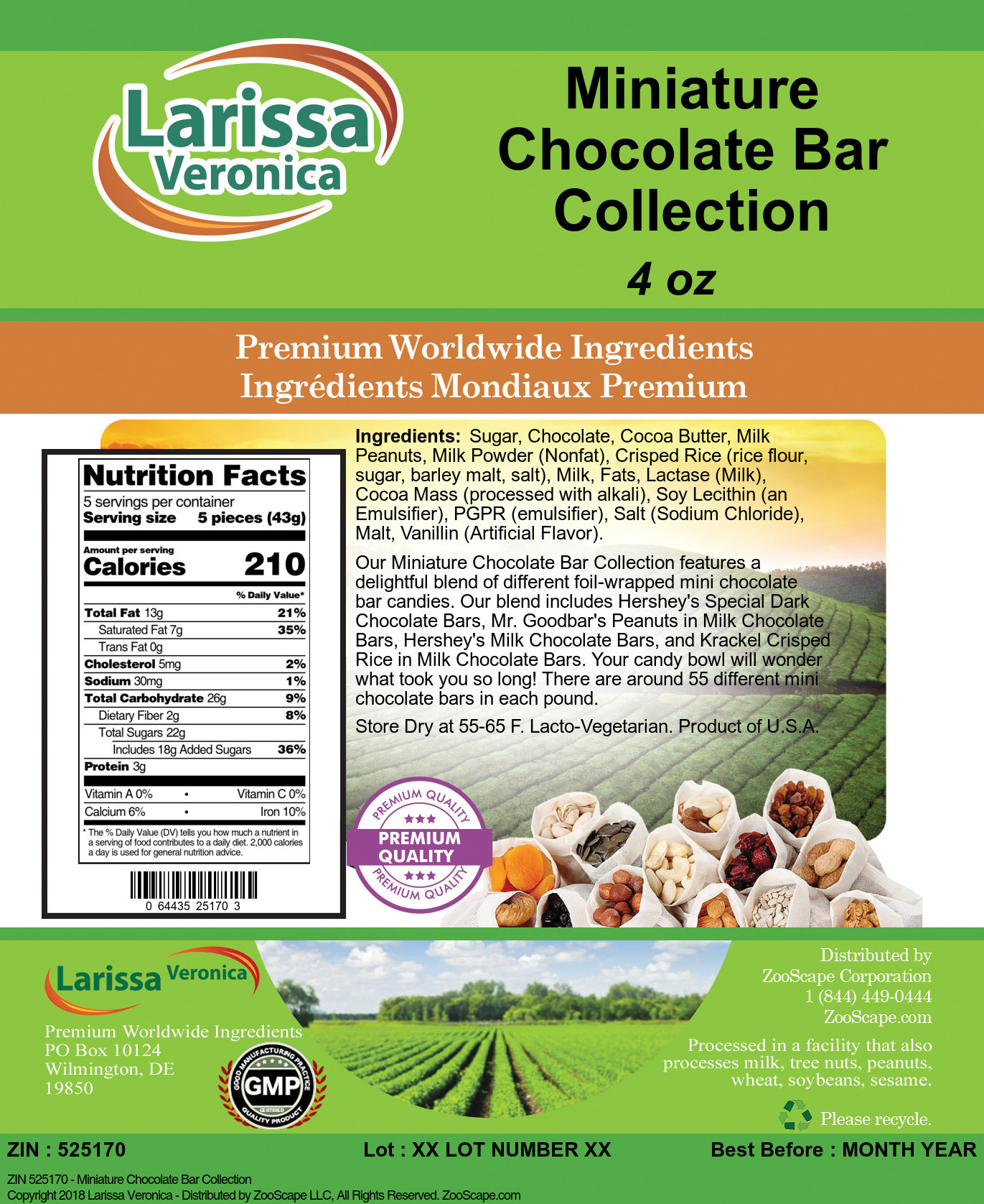 Miniature Chocolate Bar Collection - Label