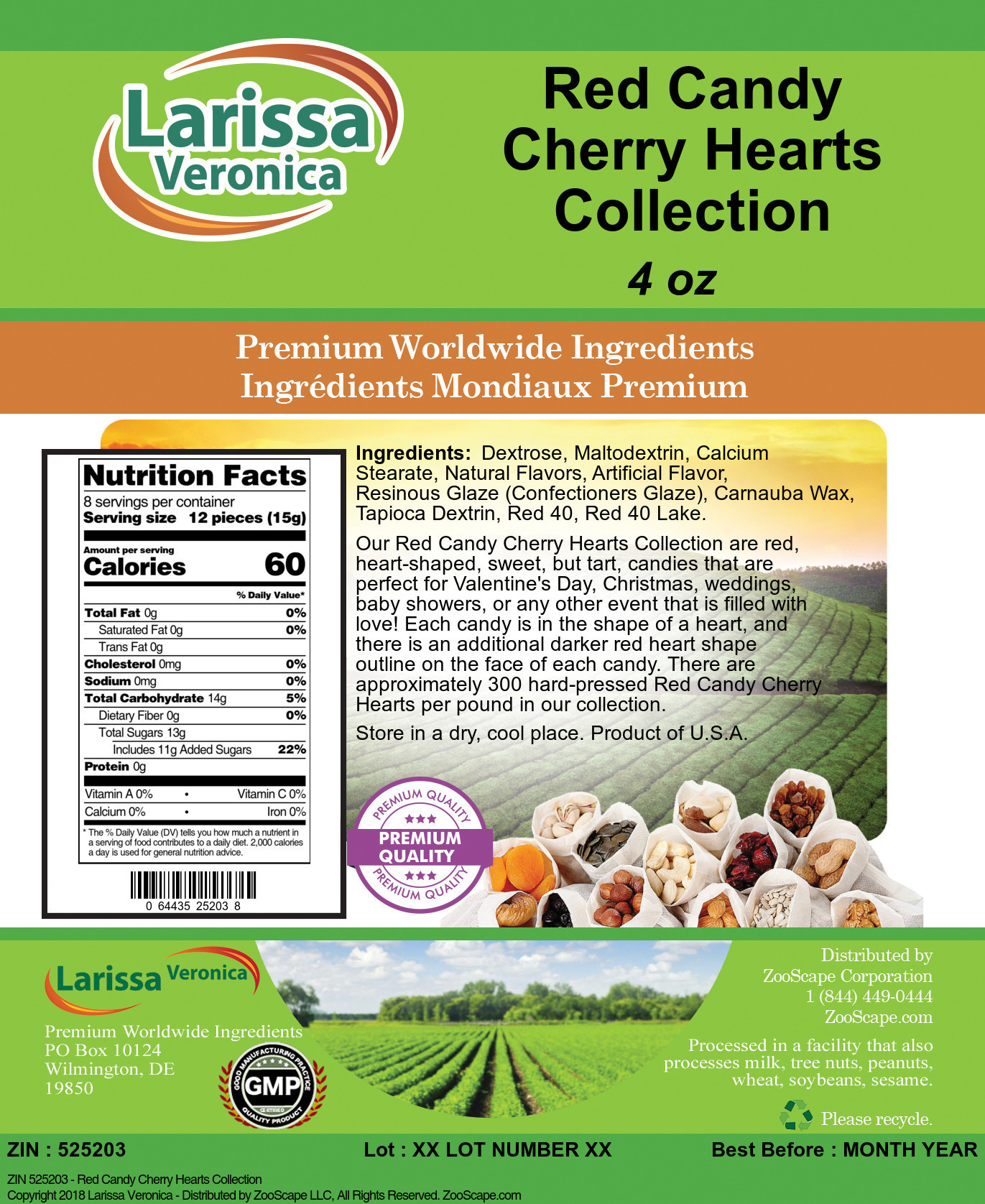 Red Candy Cherry Hearts Collection - Label