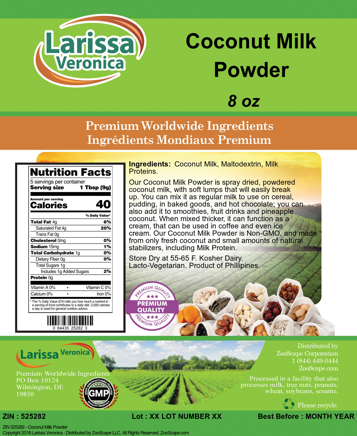 Coconut Milk Powder - Label