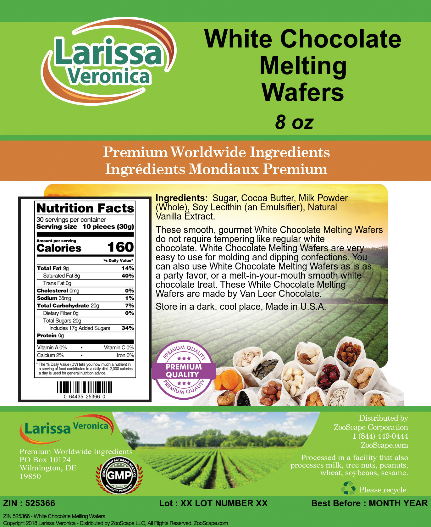 White Chocolate Melting Wafers - Label