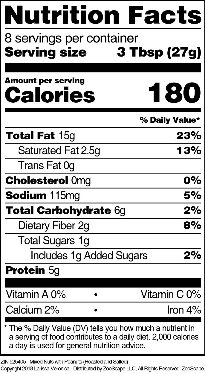Mixed Nuts with Peanuts (Roasted and Salted) - Supplement / Nutrition Facts