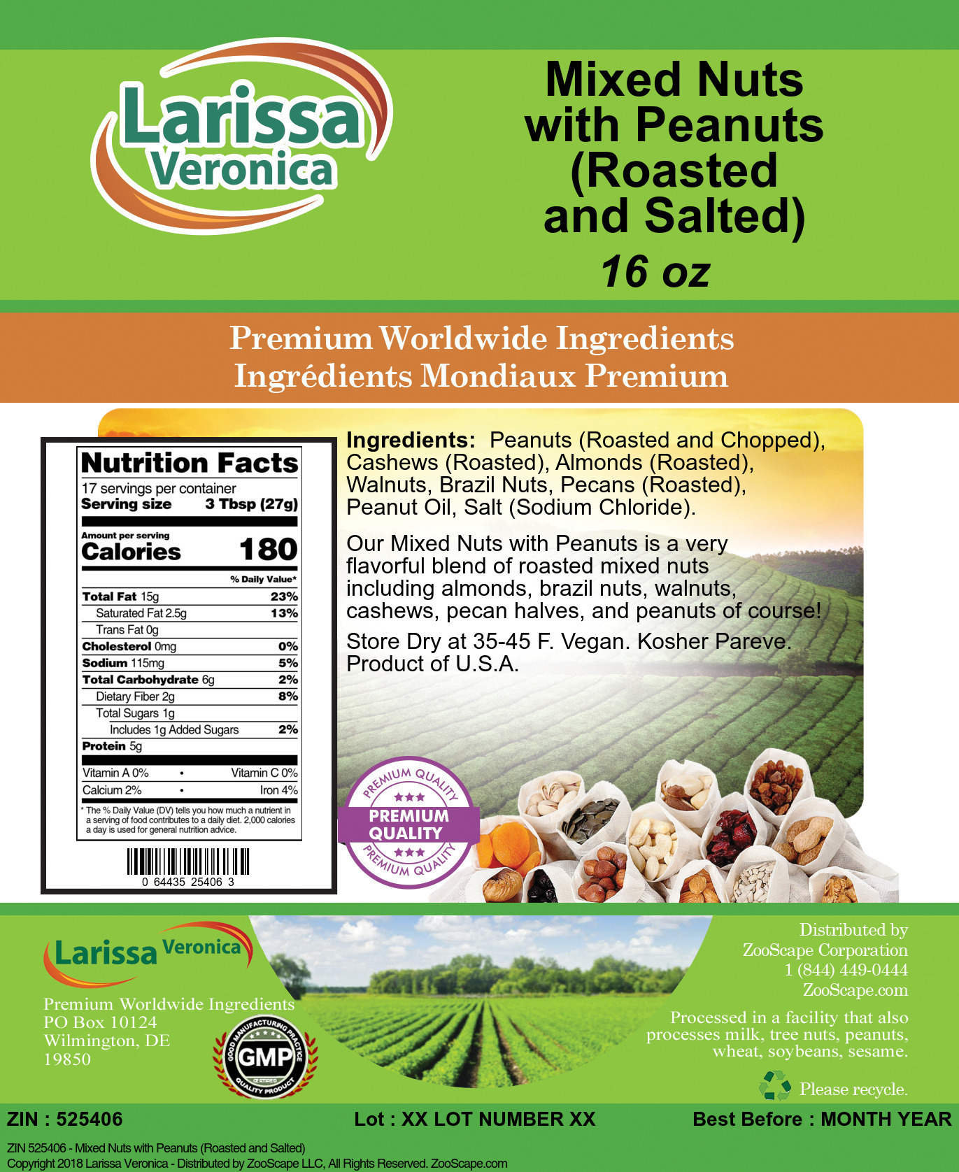 Mixed Nuts with Peanuts (Roasted and Salted) - Label