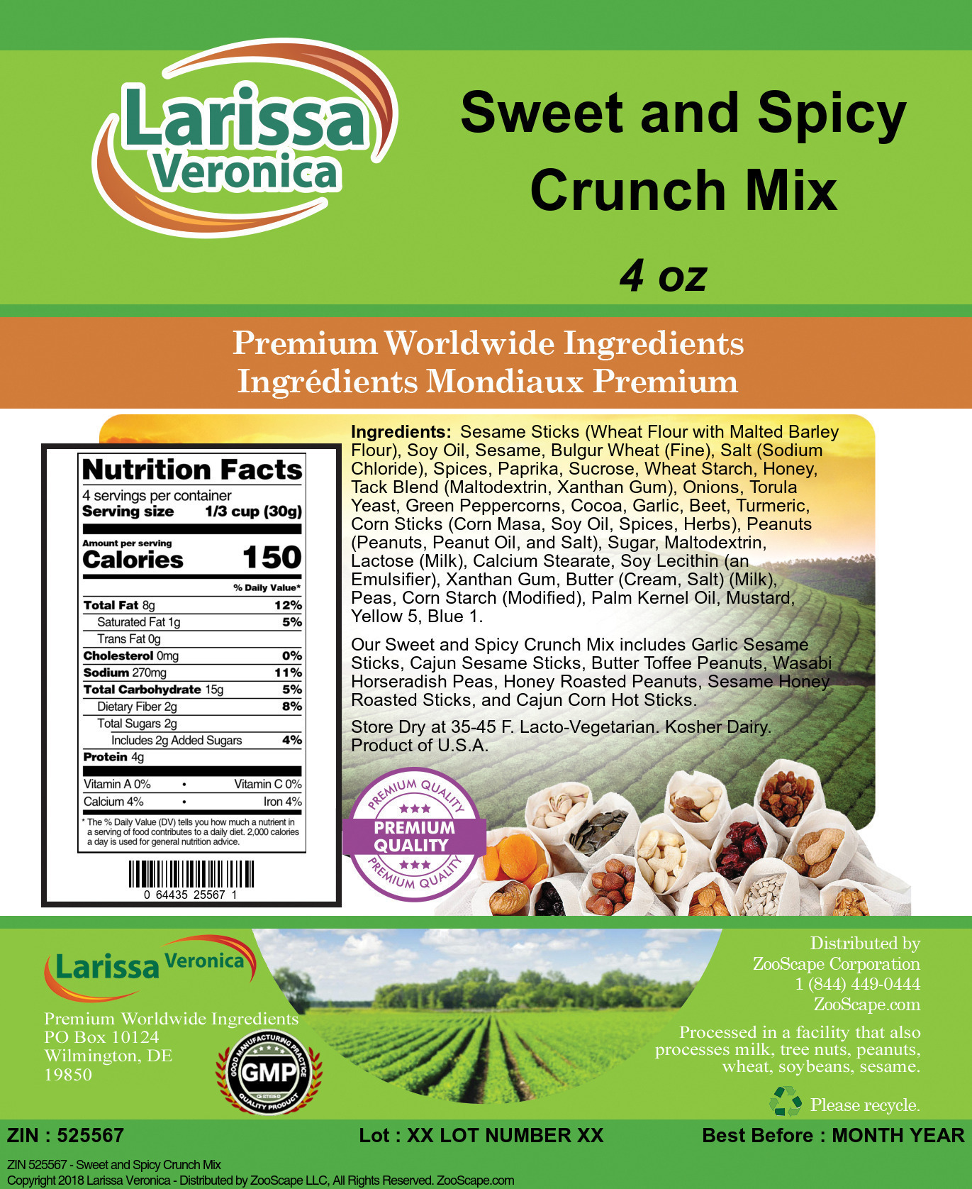 Sweet and Spicy Crunch Mix - Label