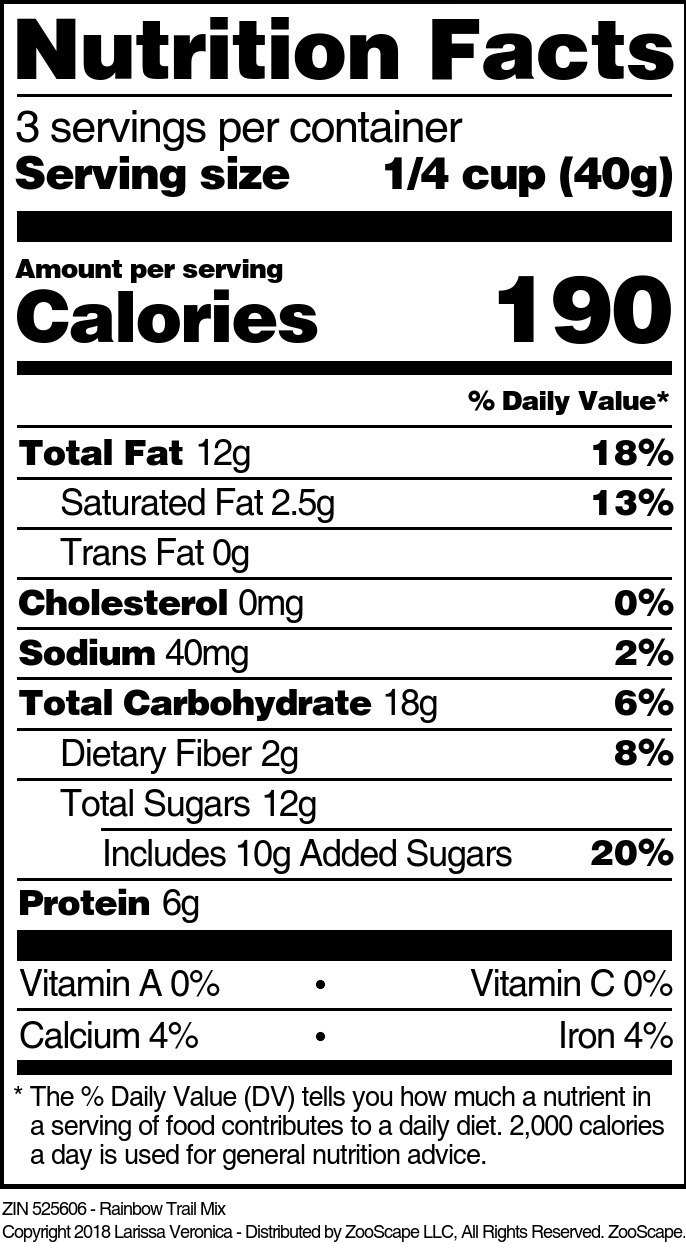 Rainbow Trail Mix - Supplement / Nutrition Facts