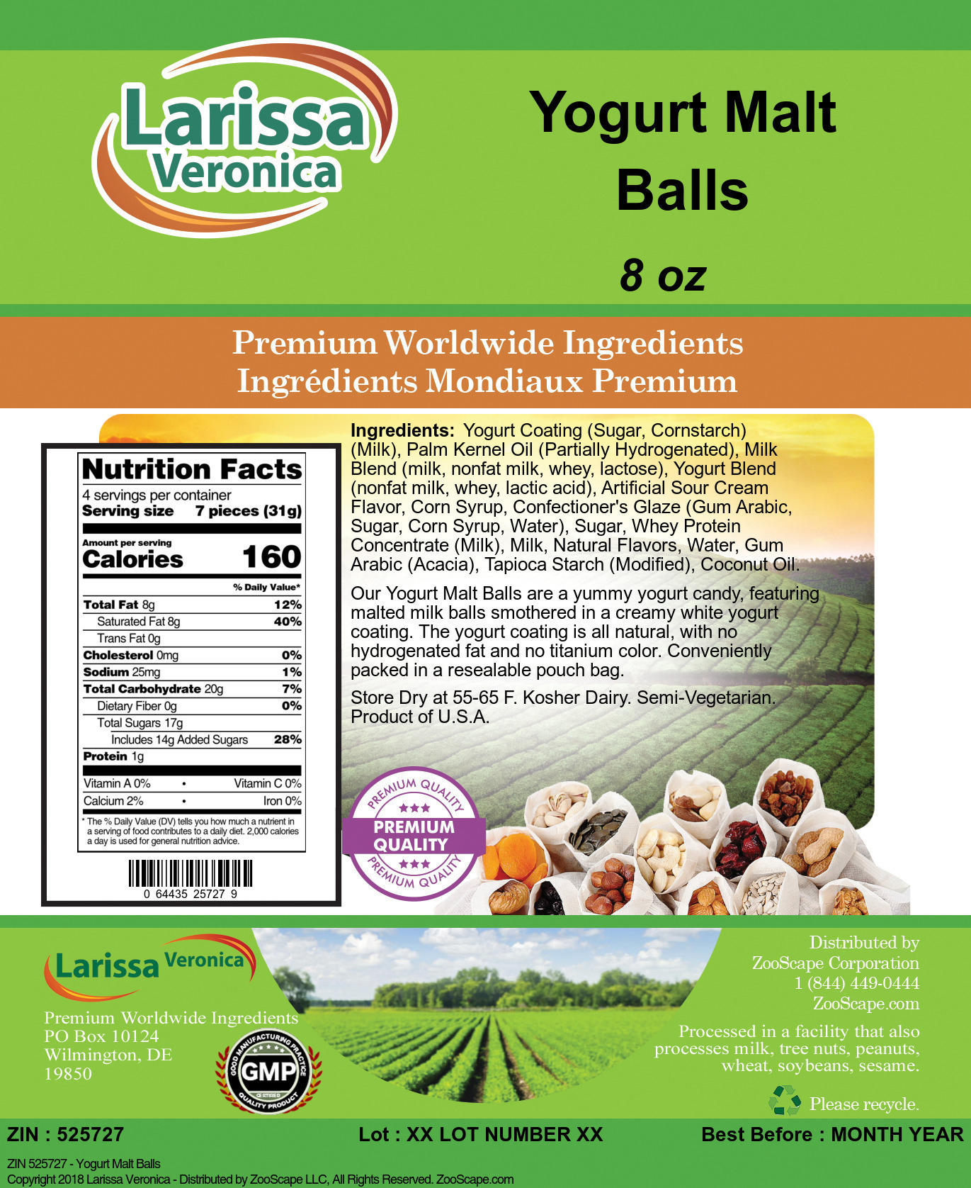 Yogurt Malt Balls - Label