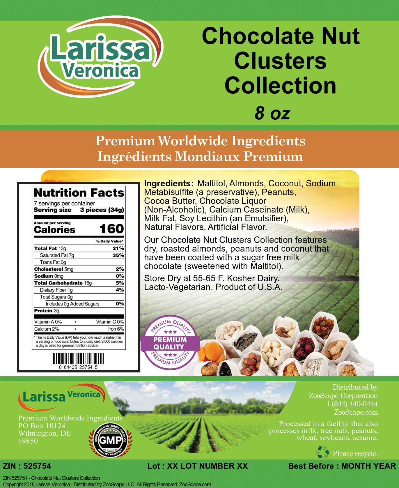 Chocolate Nut Clusters Collection - Label