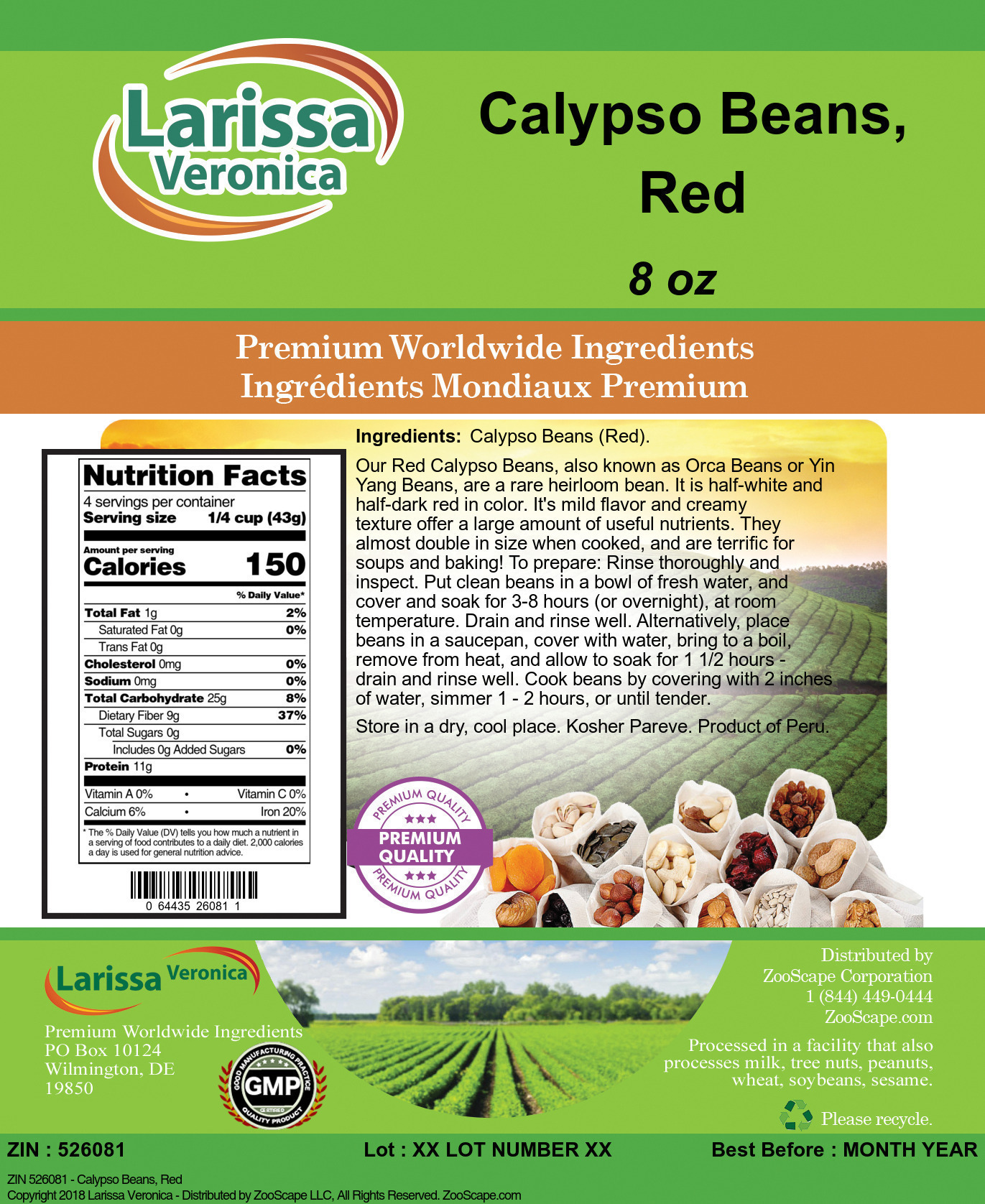 Calypso Beans, Red - Label