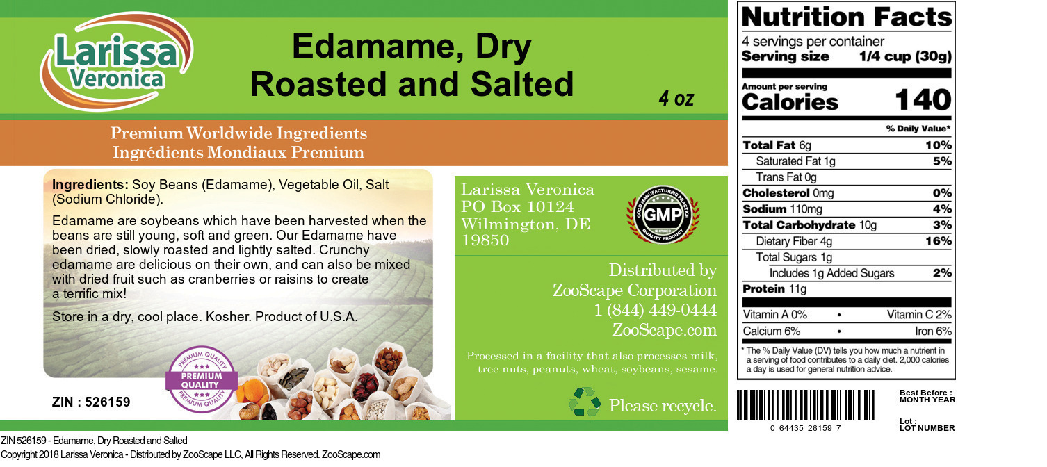 Edamame, Dry Roasted and Salted - Label
