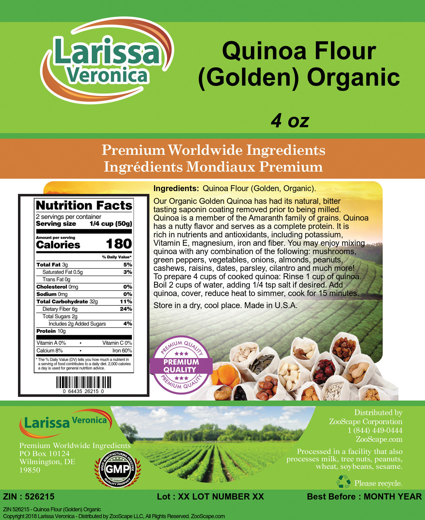Quinoa Flour (Golden) Organic - Label