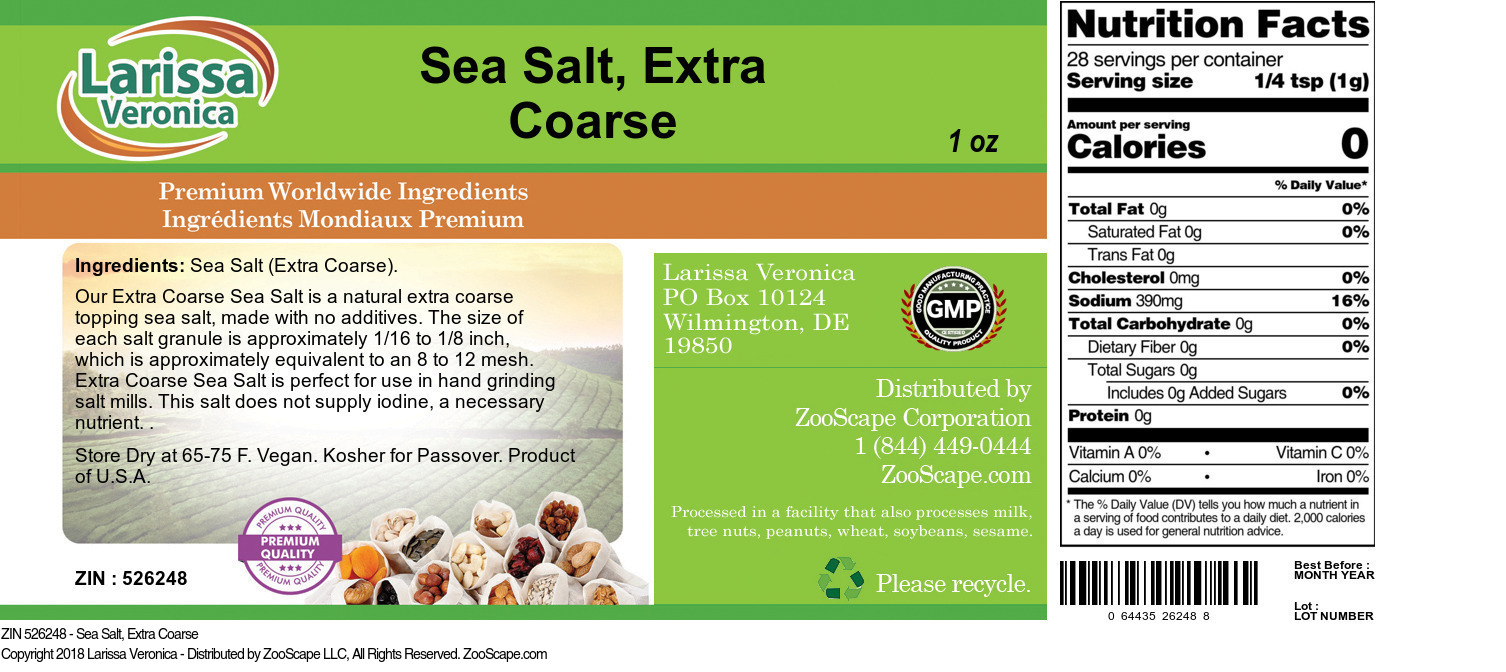 Sea Salt, Extra Coarse - Label