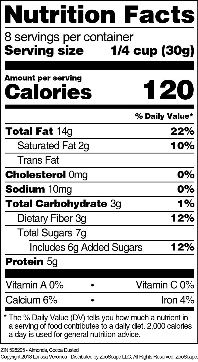 Almonds, Cocoa Dusted - Supplement / Nutrition Facts