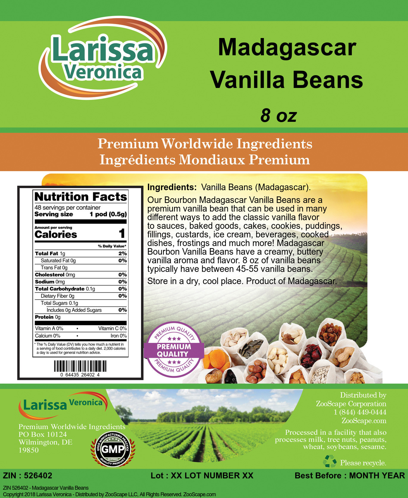 Madagascar Vanilla Beans - Label