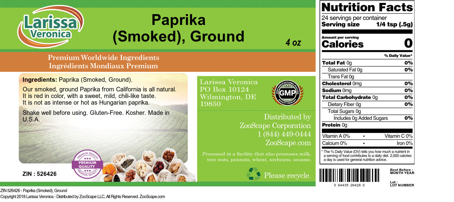 Paprika (Smoked), Ground - Label