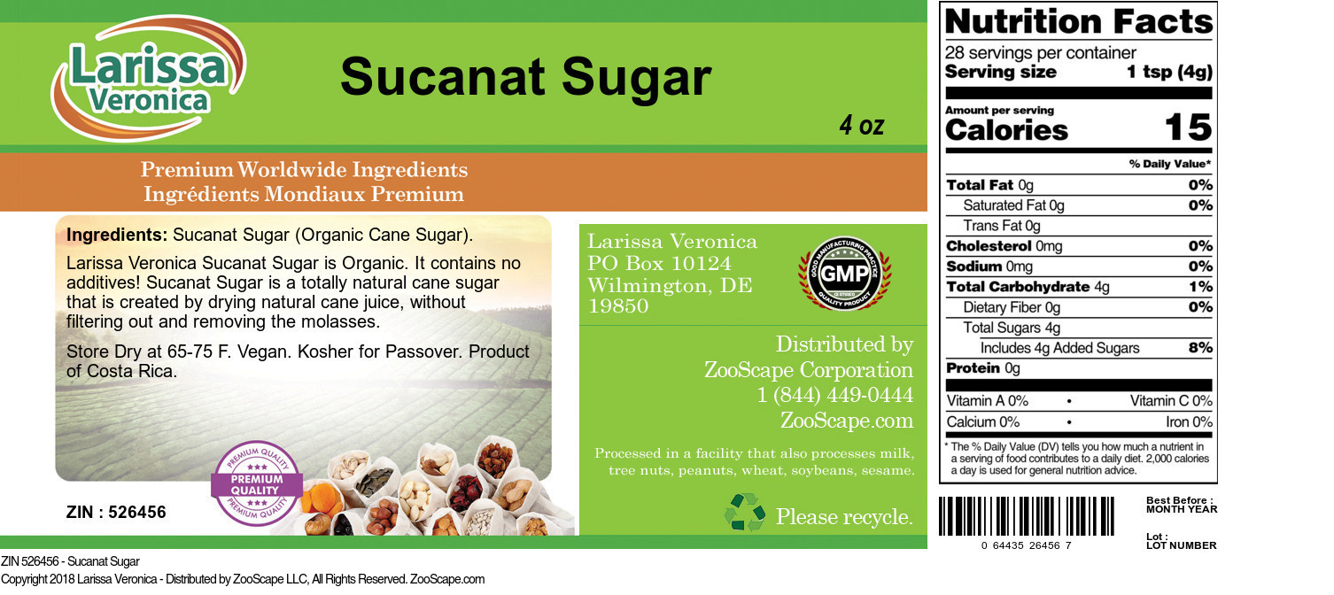 Sucanat Sugar - Label