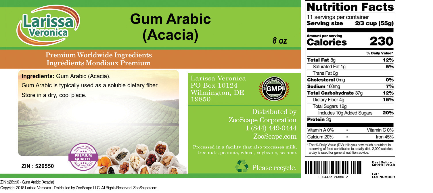Gum Arabic (Acacia) - Label