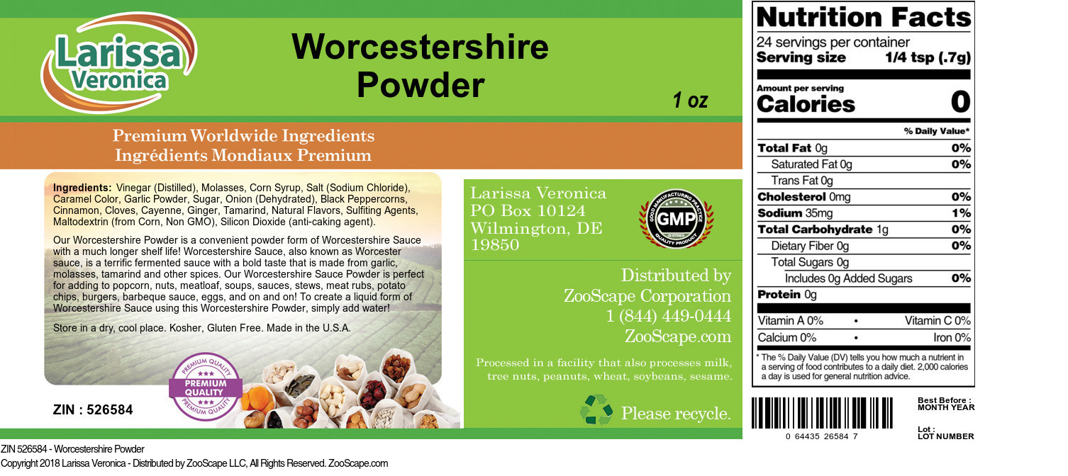 Worcestershire Powder - Label