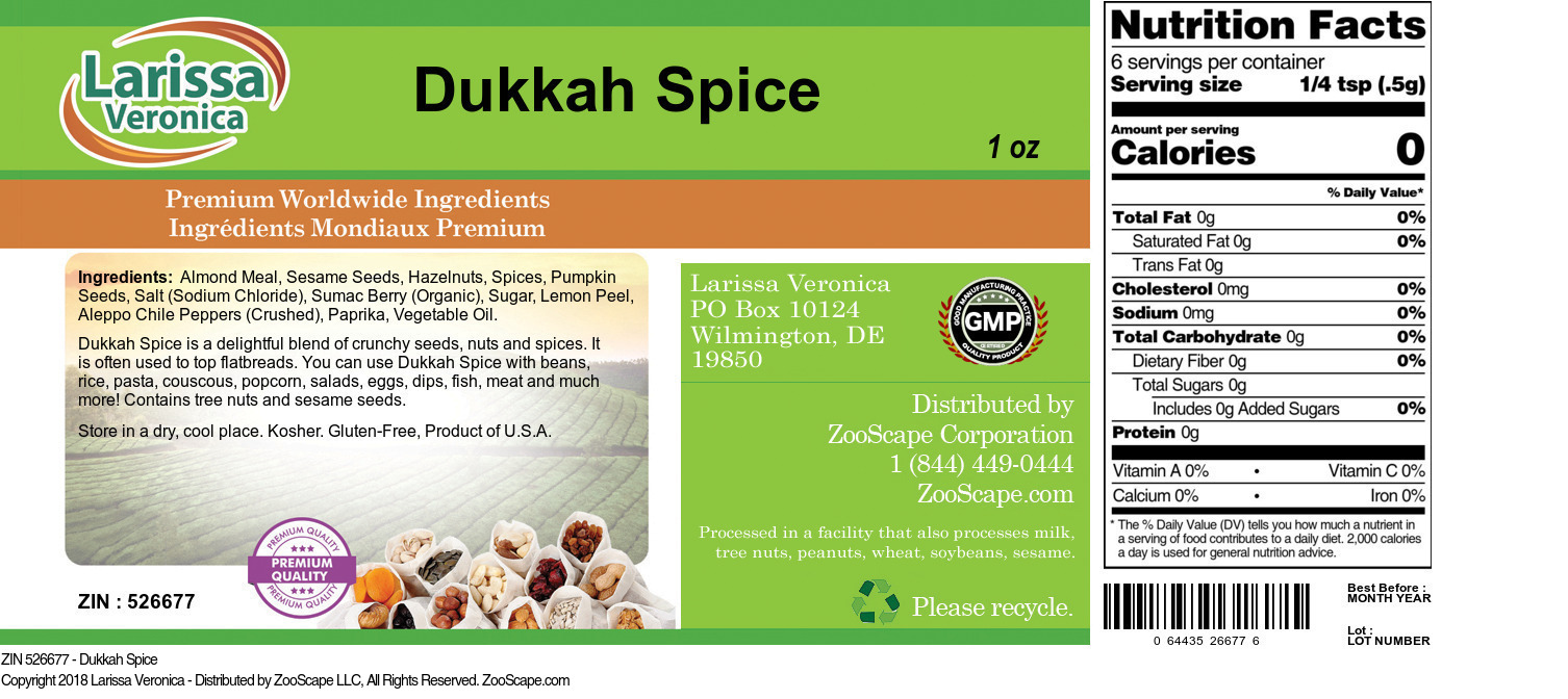 Dukkah Spice - Label