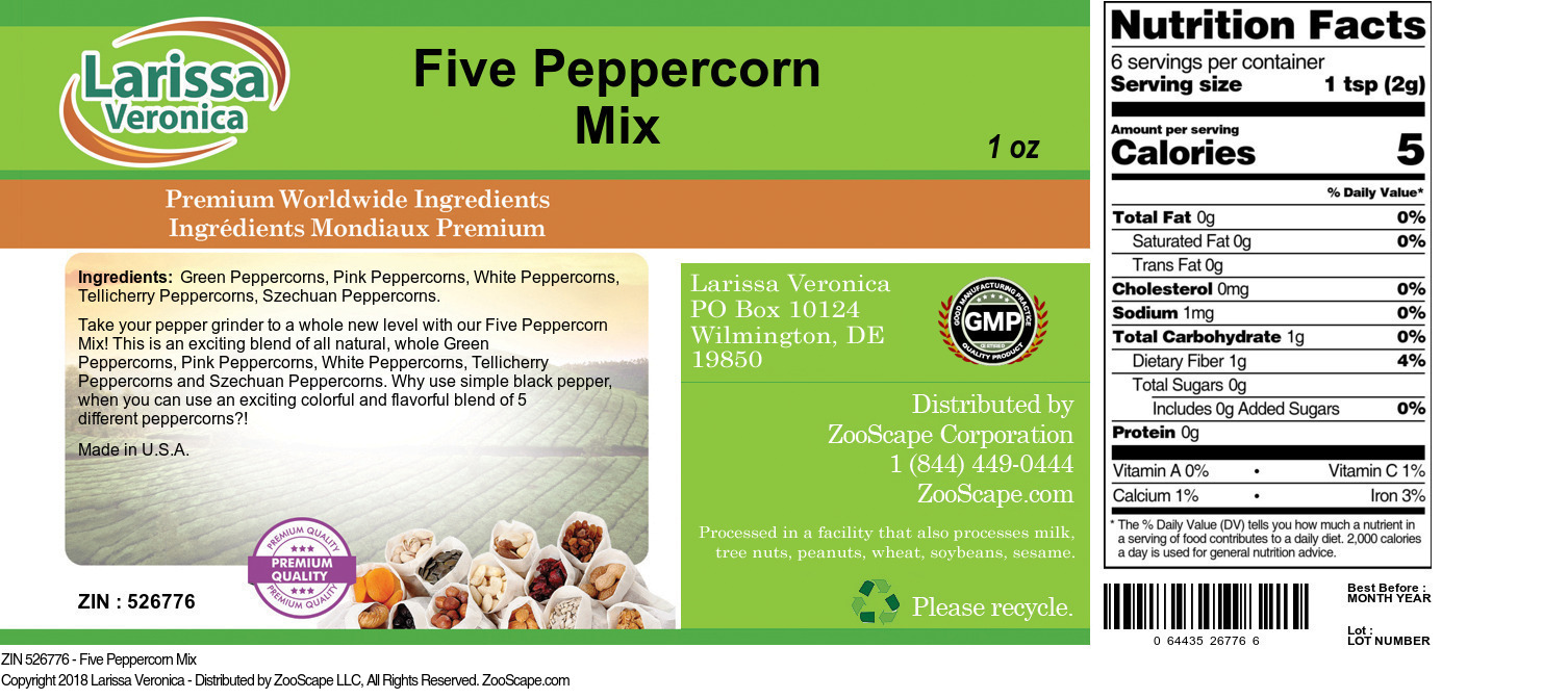 Five Peppercorn Mix - Label