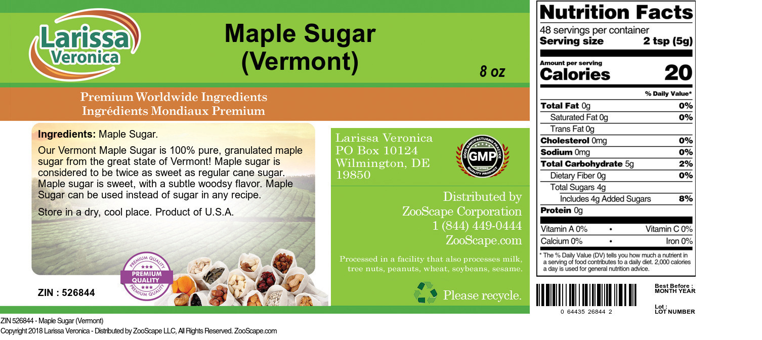 Maple Sugar (Vermont) - Label