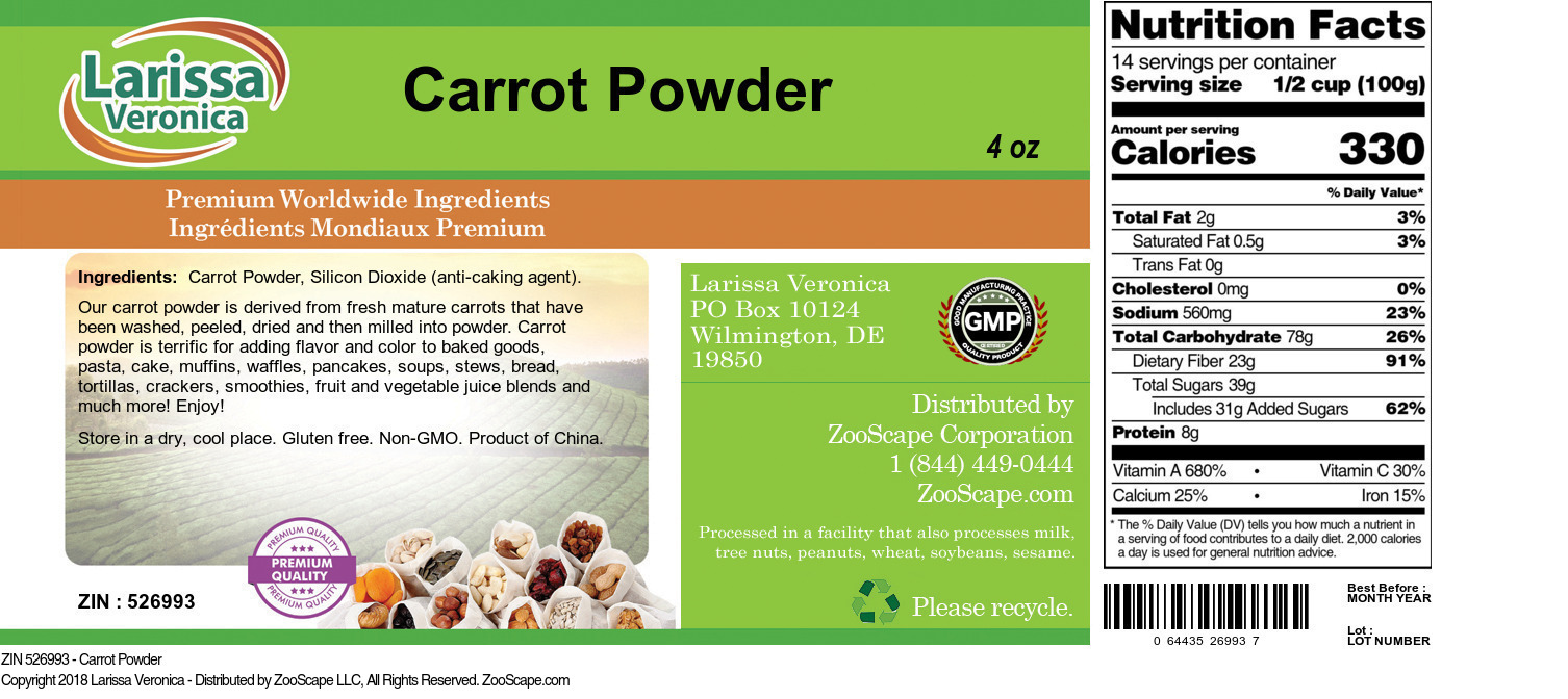 Carrot Powder - Label