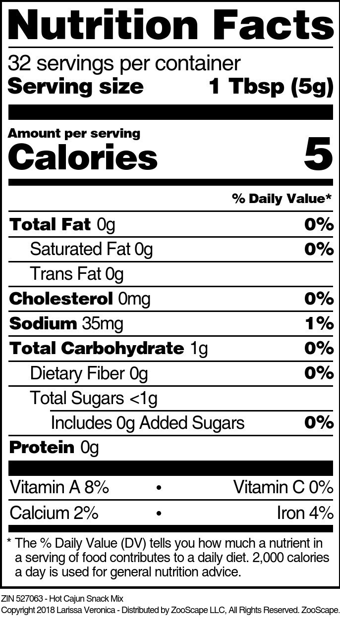 Hot Cajun Snack Mix - Supplement / Nutrition Facts