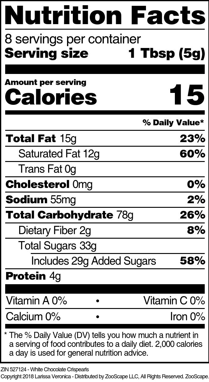 White Chocolate Crispearls - Supplement / Nutrition Facts