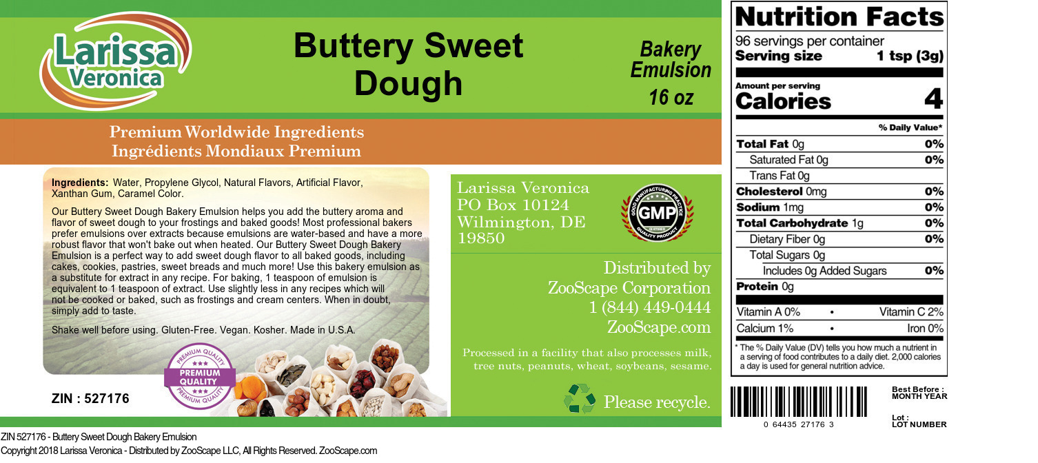 Buttery Sweet Dough Bakery Emulsion - Label