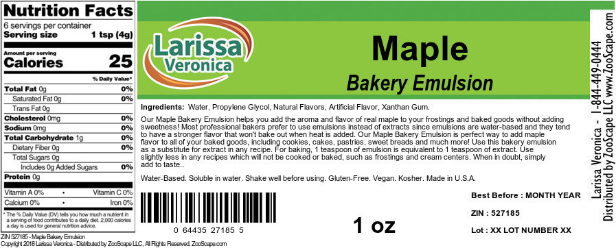 Maple Bakery Emulsion - Label