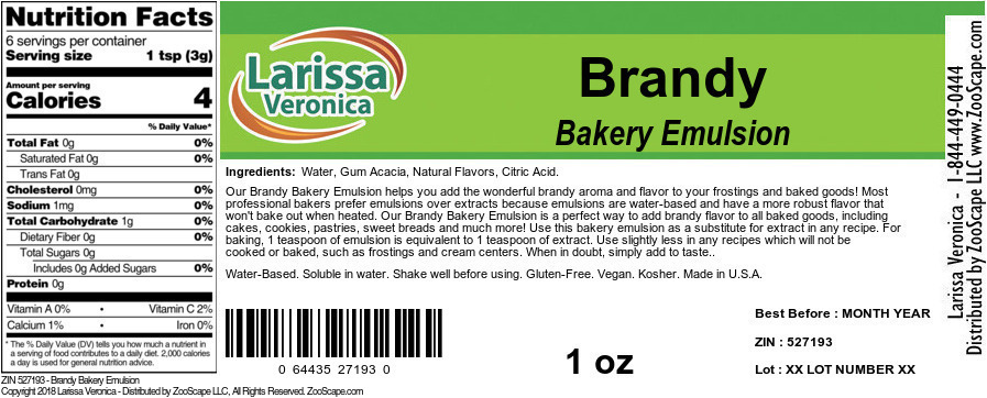Brandy Bakery Emulsion - Label