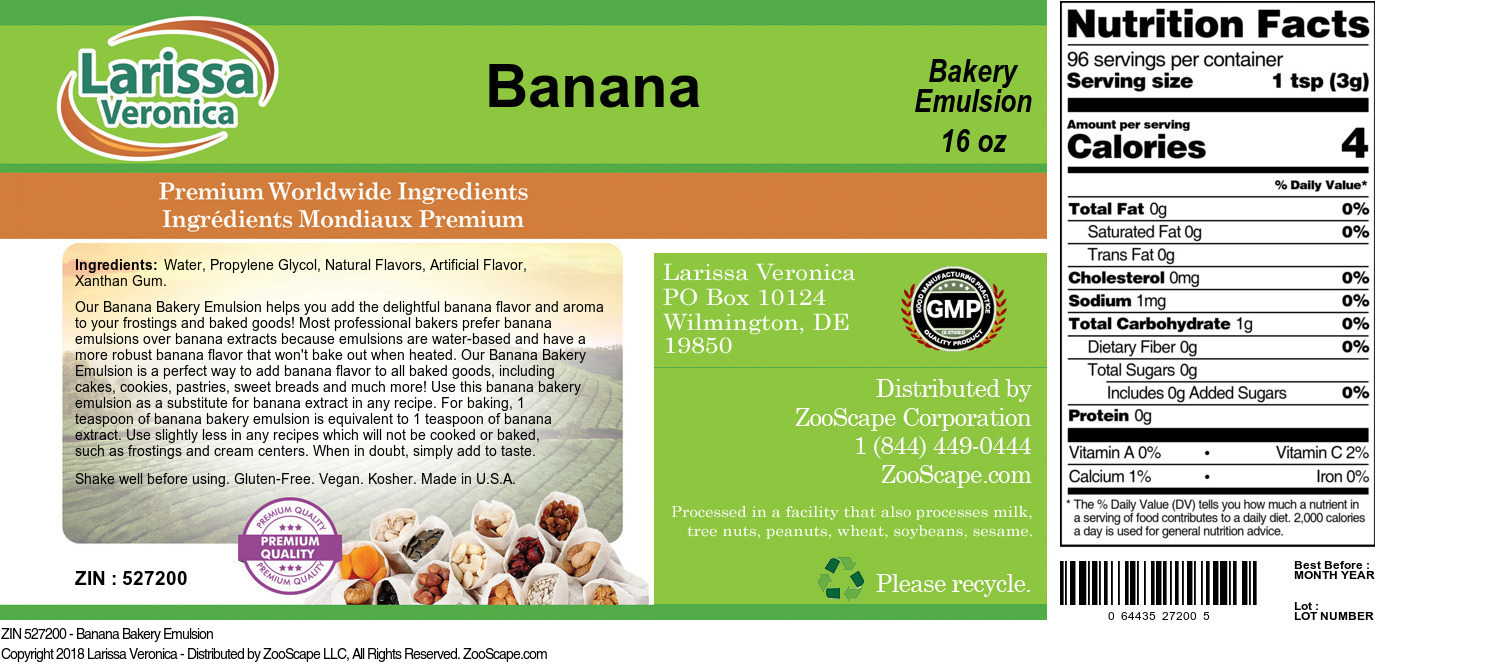 Banana Bakery Emulsion - Label