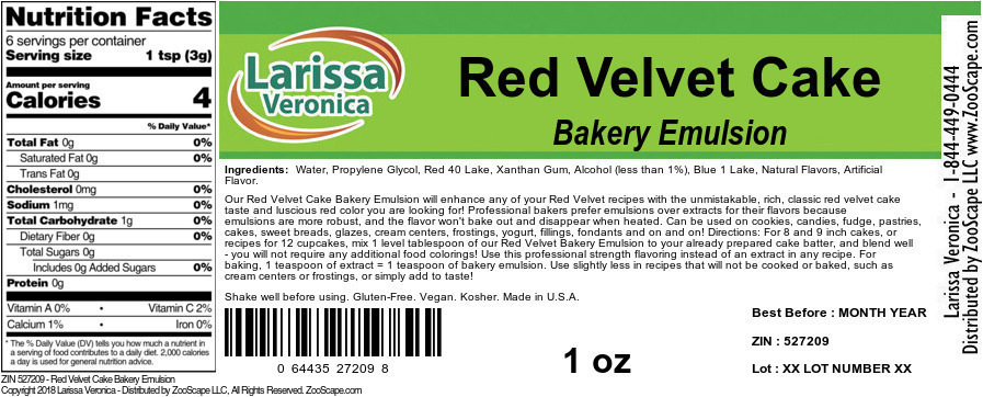 Red Velvet Cake Bakery Emulsion - Label
