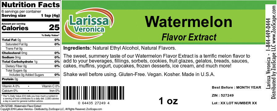 Watermelon Flavor Extract - Label