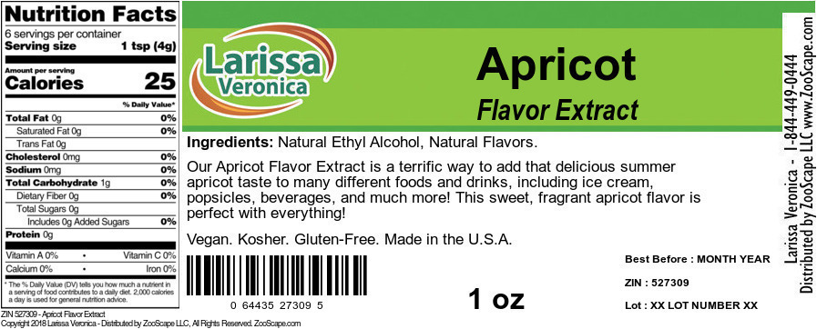 Apricot Flavor Extract - Label