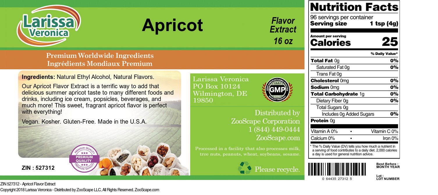 Apricot Flavor Extract - Label