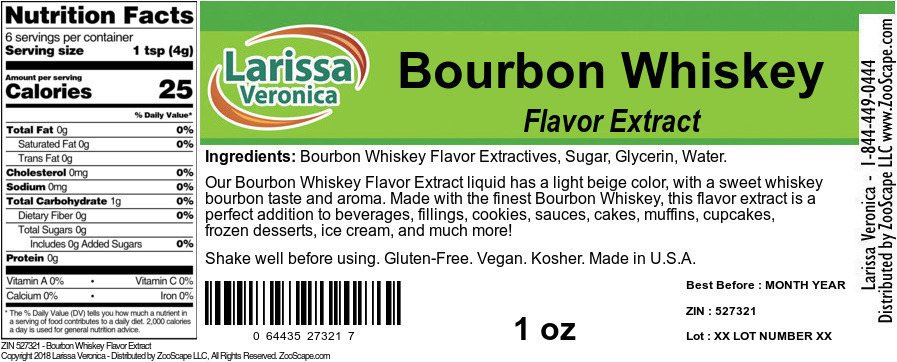 Bourbon Whiskey Flavor Extract - Label