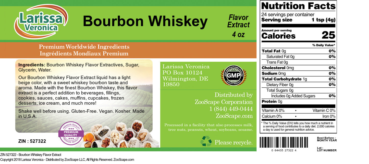 Bourbon Whiskey Flavor Extract - Label