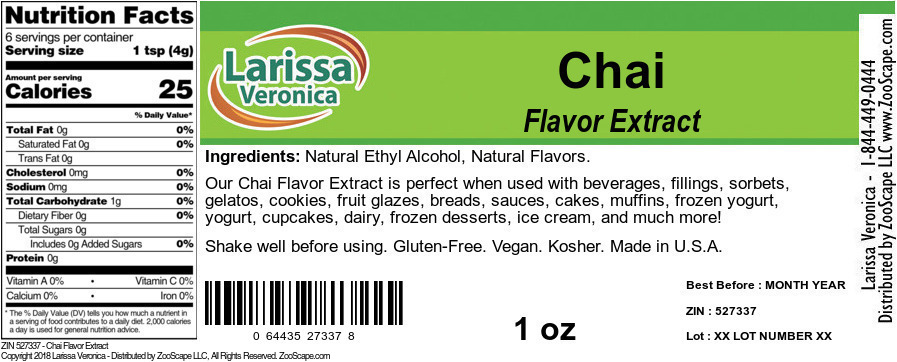Chai Flavor Extract - Label