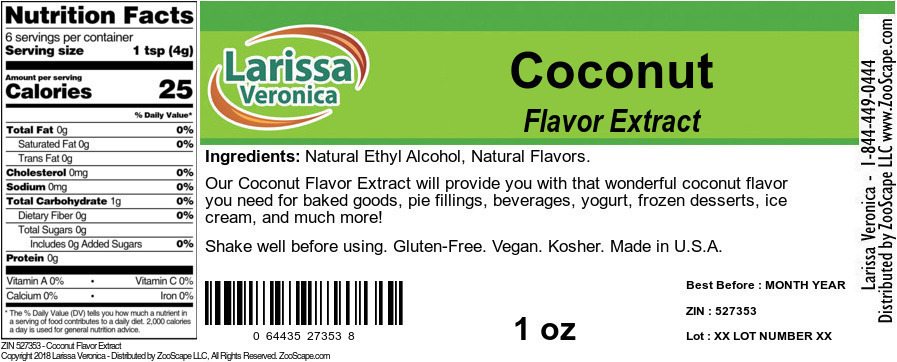Coconut Flavor Extract - Label