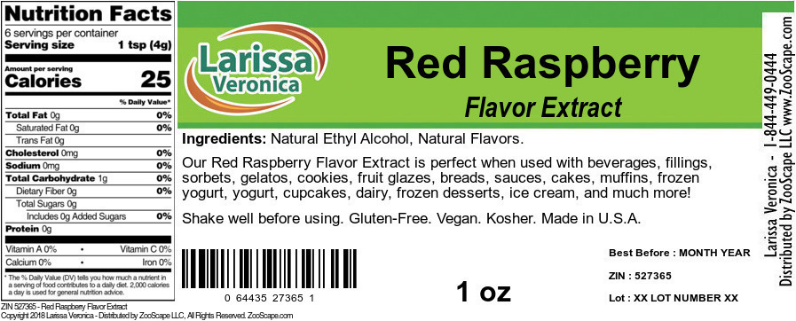 Red Raspberry Flavor Extract - Label