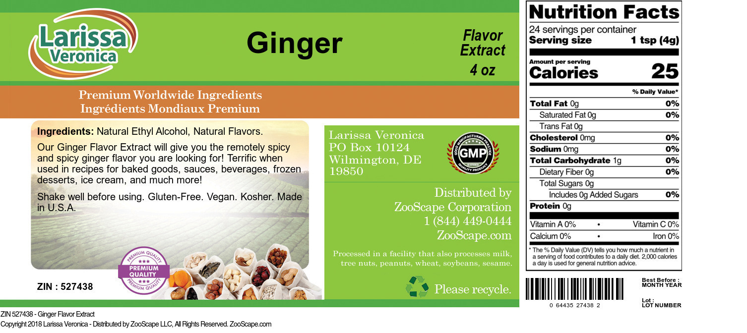 Ginger Flavor Extract - Label