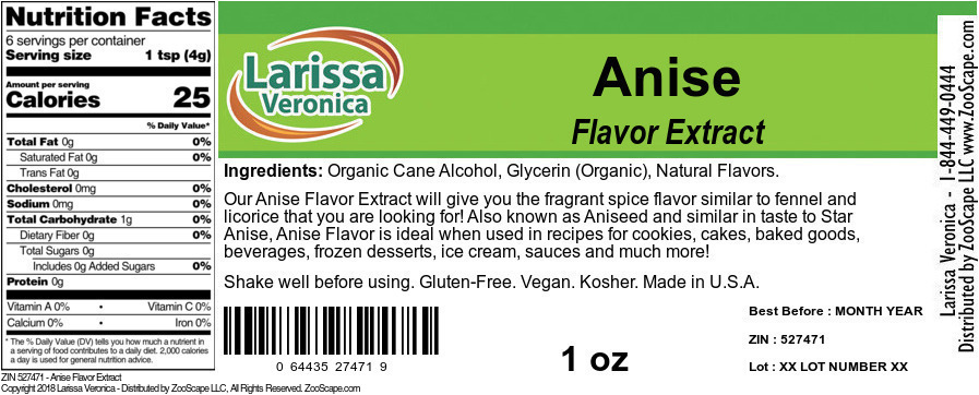 Anise Flavor Extract - Label