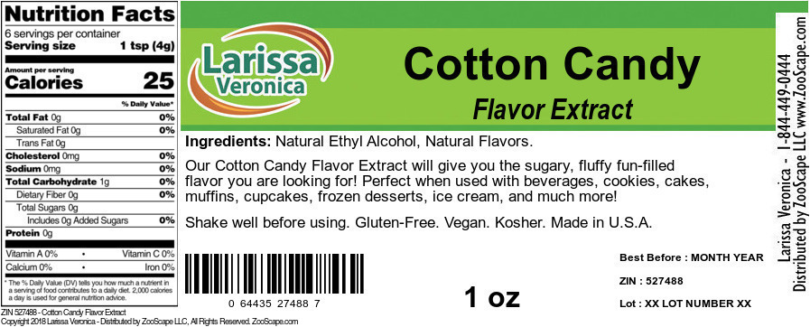 Cotton Candy Flavor Extract - Label