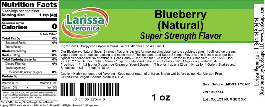 Blueberry Super Strength Flavor (Natural) - Label