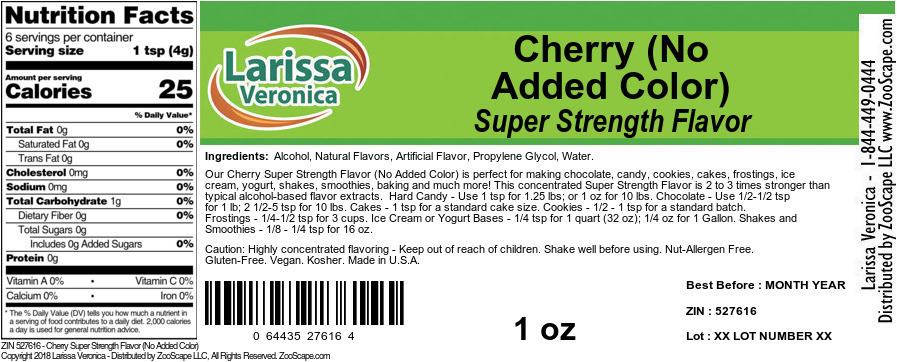 Cherry Super Strength Flavor (No Added Color) - Label