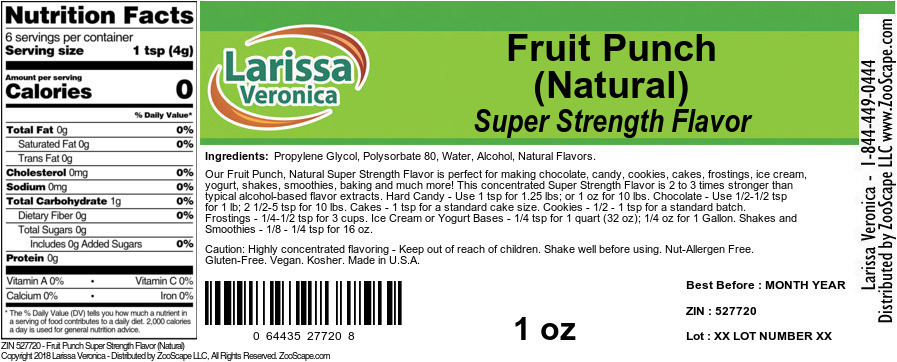 Fruit Punch Super Strength Flavor (Natural) - Label