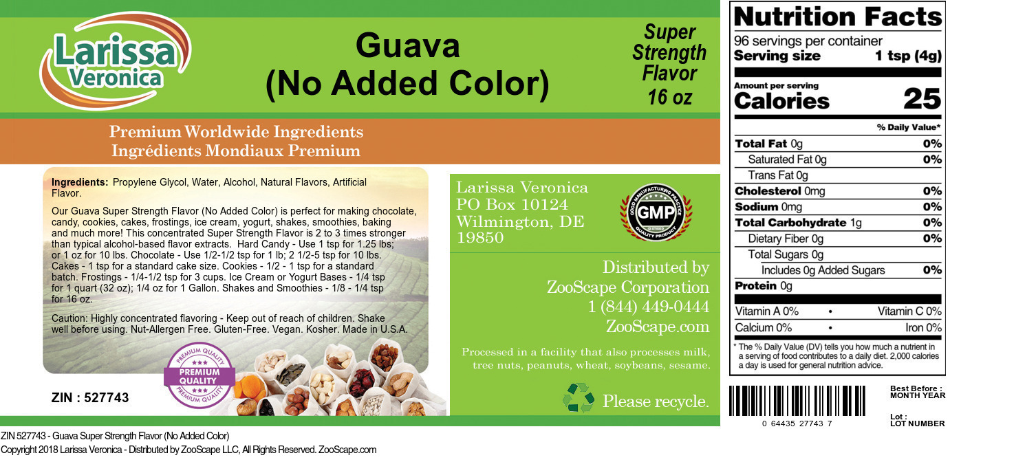 Guava Super Strength Flavor (No Added Color) - Label