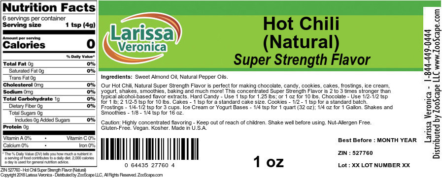 Hot Chili Super Strength Flavor (Natural) - Label
