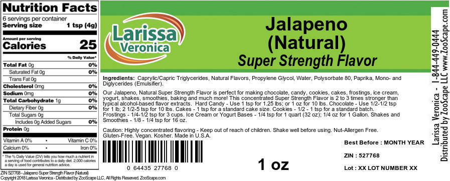 Jalapeno Super Strength Flavor (Natural) - Label